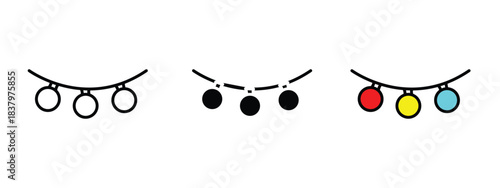 Set of 3 Christmas lights icons in line