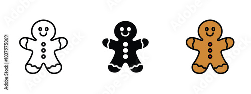 Set of 3 Christmas cookie icons in line