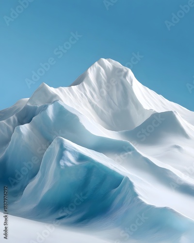 Majestic snow capped mountain peak under a clear blue sky