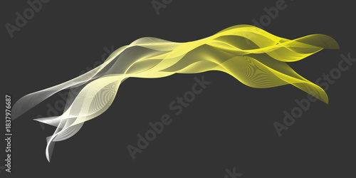 Abstract flowing wave lines with a yellow and white gradient effect