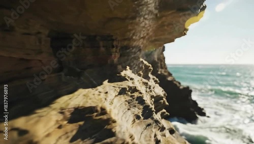 Wallpaper Mural Coastal Cave View Ocean Waves Crashing, Natural Rock Formation Torontodigital.ca