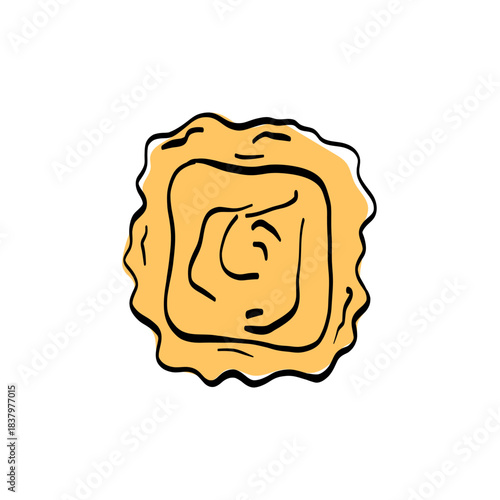 Italian pasta doodle classic shapes ravioli. Ideal for menus, packaging, branding and recipe illustrations