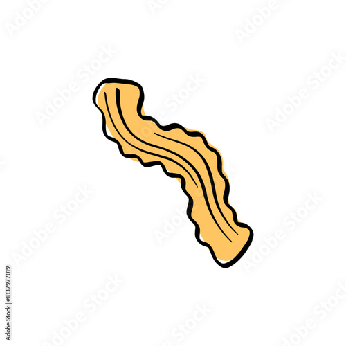 Italian pasta doodle classic shapes lasagna, spaghetti, penne, ravioli, farfalle, all drawn in clean outline style. Ideal for menus, packaging, branding and recipe illustrations