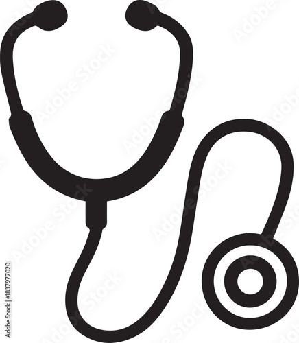 A minimalist icon of a stethoscope symbolizing healthcare and medical expertise, suitable for a wide range of applications.