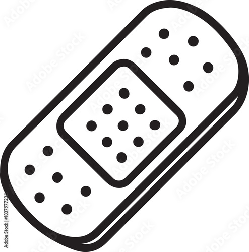 A close-up outline of a simple bandage, perfect for illustrating first aid or healthcare concepts.