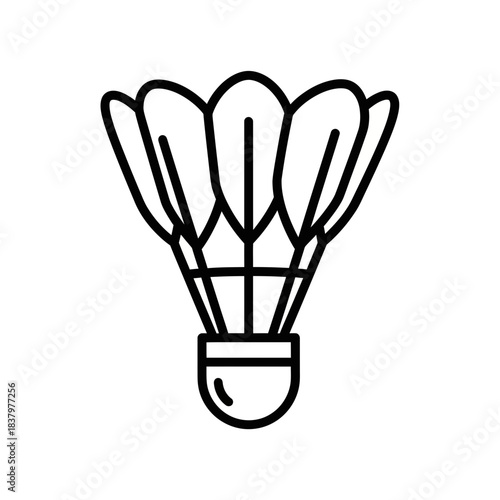 “Minimal Shuttlecock Icon – Badminton Feather Ball Line Art Vector”