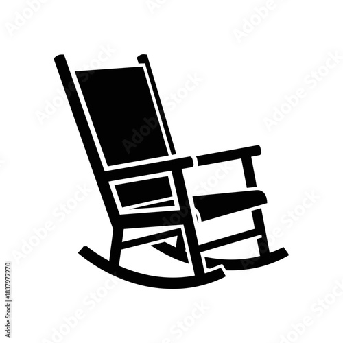 Rocking Chair Icon – Wooden Rocker Silhouette for Furniture, Home & Relaxation Design