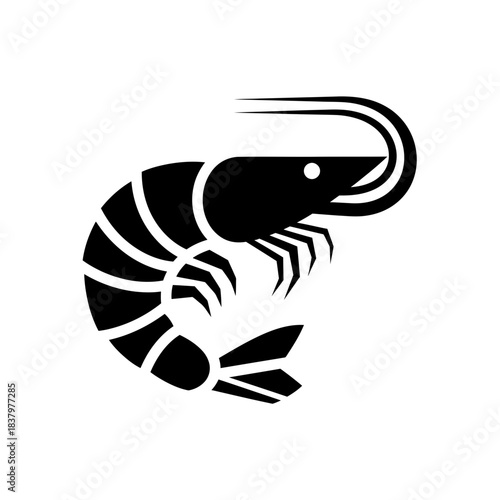 Shrimp Icon – Seafood Crustacean Symbol for Restaurant, Ocean & Culinary Design