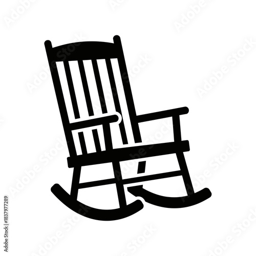 Rocking Chair Icon – Wooden Rocker Silhouette for Furniture, Home & Relaxation Design