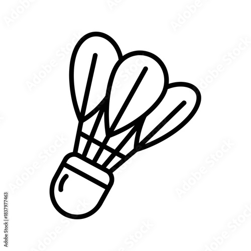 “Minimal Shuttlecock Icon – Badminton Feather Ball Line Art Vector”