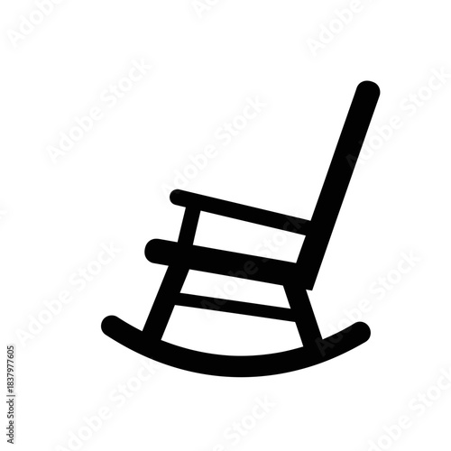 Rocking Chair Icon – Wooden Rocker Silhouette for Furniture, Home & Relaxation Design