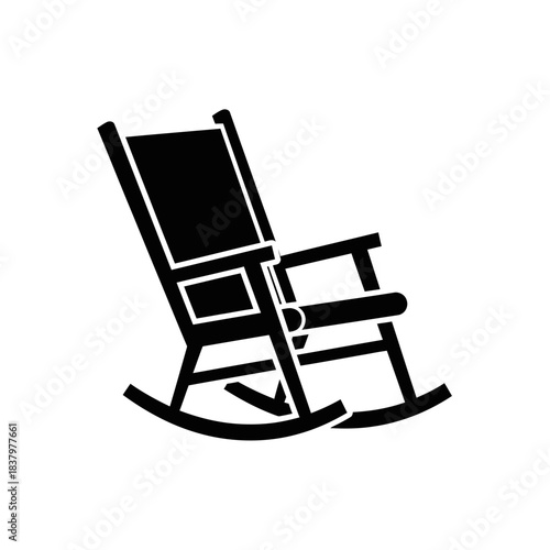 Rocking Chair Icon – Wooden Rocker Silhouette for Furniture, Home & Relaxation Design