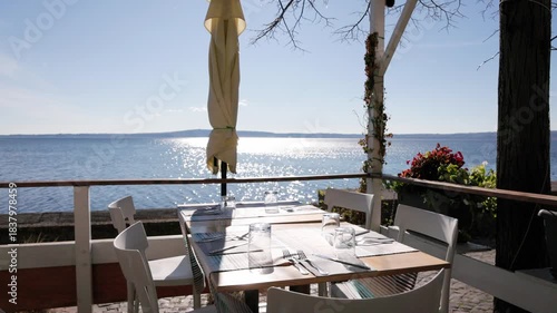Waiting for lunch in Trevignano Romano, overlooking Lake Bracciano