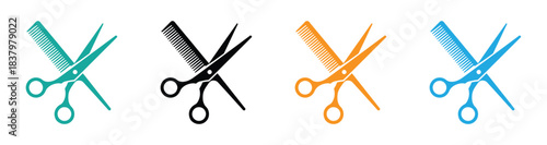 classic barber scissors and comb vector line icon vintage style. Barber scissors and comb icon symbol template for graphic and web design collection logo vector illustration.