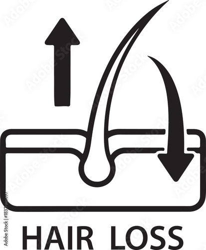 Simple black and white line drawing depicting the concept of hair loss