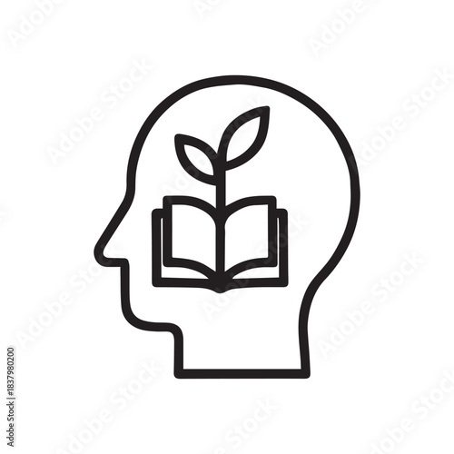 Learning and Knowledge Icon – Education, Brain, and Growth Symbol