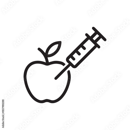 Injected Apple Icon – GMO Food, Injection, and Food Safety Symbol