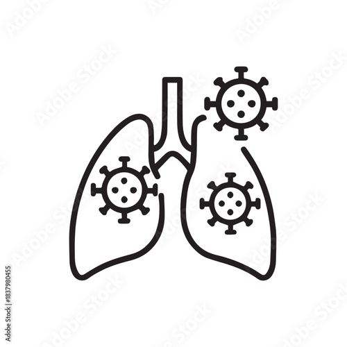 Lungs with Virus Icon – Respiratory Infection and Disease Symbol