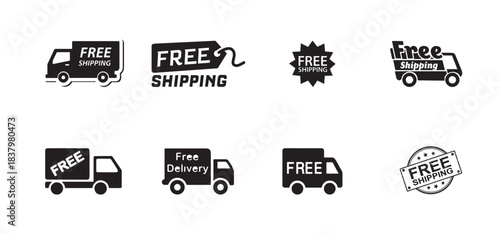 Free Shipping Badge Design Delivery Service Label Icon Logistics Transport Symbol