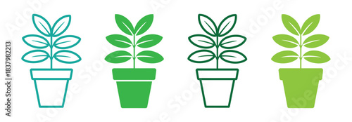 Plant icon. Young sprout vector illustration. Potted seedling symbol. Growth, ecology and environmental care sign. Gardening, agriculture and organic farming concept.