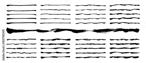 筆で書いた手書きの線のひと揃い。細めな線のバージョン。
