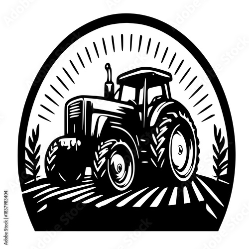 tractor on a white background , tractor in a filed