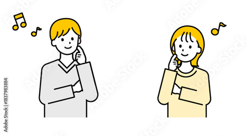 シンプルな私服の大人の男女_上機嫌