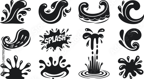 Water Splash Silhouette Vector Icon Set