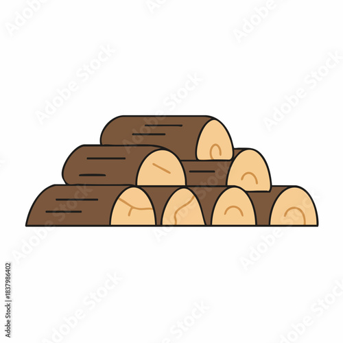 Stacked firewood logs with visible growth rings and bark texture, arranged in a neat pile