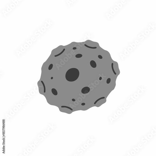 Cartoon Asteroid with Various Craters and Dark Gray Color
