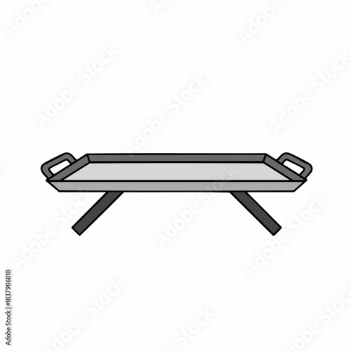 Simple, Illustrated Serving Tray with Angled Legs and Handles.