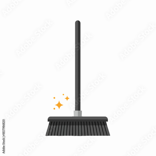 Clean Sweep: A Black Push Broom with Sparkling Detail