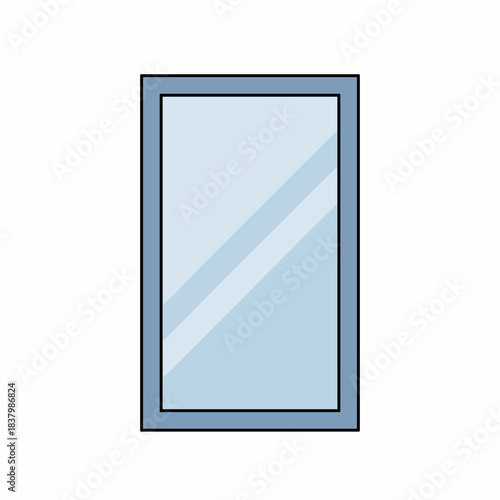 Rectangular mirror with light blue glass and dark blue frame, simple design