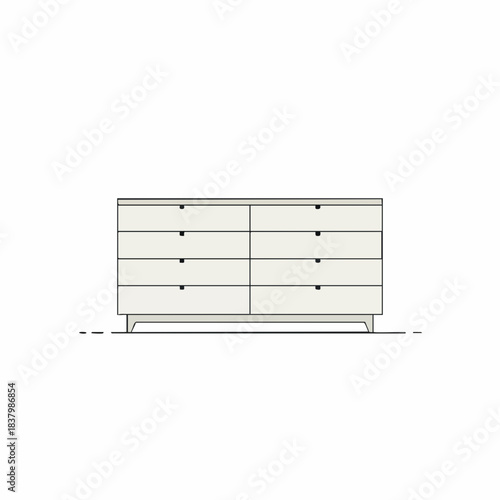 Minimalist Six-Drawer Dresser with Sleek Lines and Low Profile Design