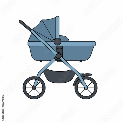 Modern Baby Stroller Design: Blue Carrycot and Chassis