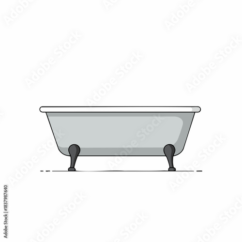 Classic Clawfoot Bathtub Illustration Grey Enamel Tub
