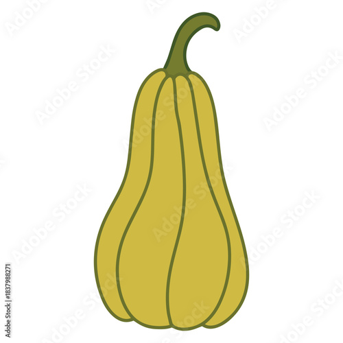 A long, pear-shaped pumpkin with light green or chartreuse skin. An exotic autumn vegetable variety, adding diversity to harvest and farm designs.