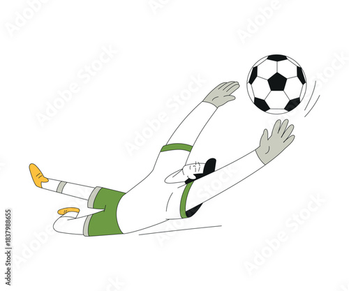 Sport with Man Character Play Football Game Vector Illustration