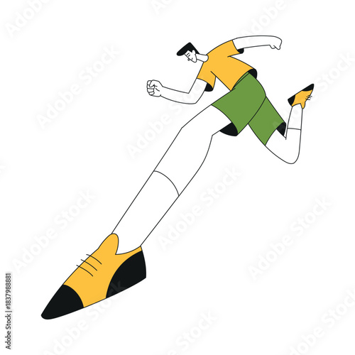 Sport with Man Character Run Marathon Sprinting Vector Illustration