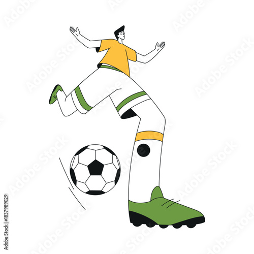 Sport with Man Character Play Football Game Vector Illustration