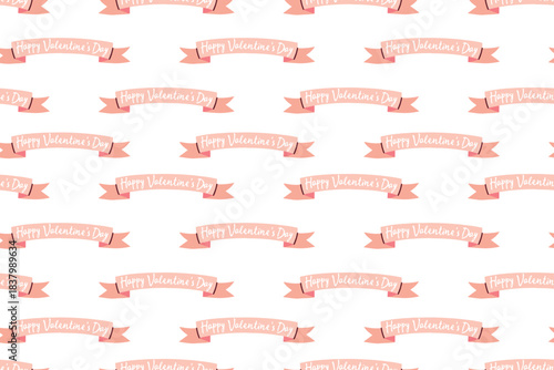 Repeatable background featuring vintage banners with holiday greetings. Romantic seamless pattern for Valentine's Day packaging and card design.
