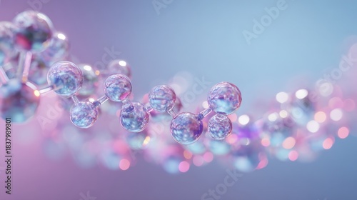 Molecular Structure Visualization: Abstract Scientific Concept with Connected Spheres on a Blurred Background