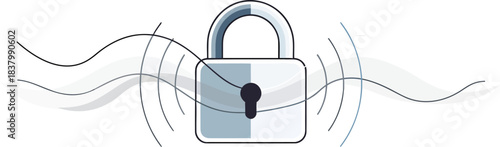 Secure wireless signal protection concept with modern padlock