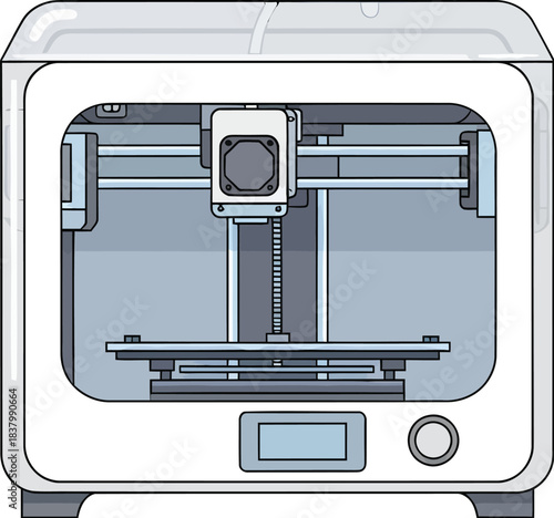 Modern 3D printer manufacturing technology concept isolated