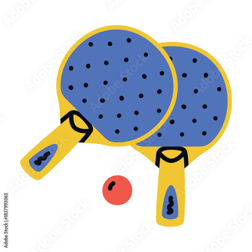 Table Tennis Racket and Ball as Sport Equipment and Supply Colorful Element Vector Illustration