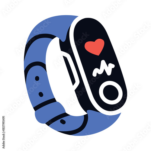Wrist Watch as Sport Equipment and Supply Colorful Element Vector Illustration