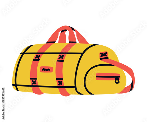 Sport Bag for Carry Stuff and Supply Colorful Element Vector Illustration