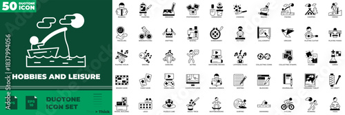 Hobbies And Leisure Duotone Editable Icons set