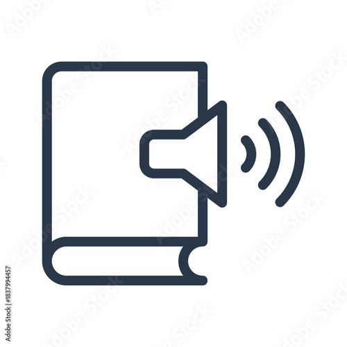 Audiobook Icon Vector. Digital Reading and Listening Symbol Outline.