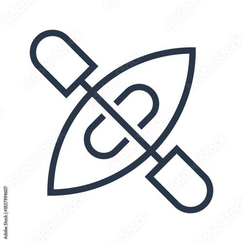 Kayak and Paddle Line Icon. Water Sport Activity Symbol.